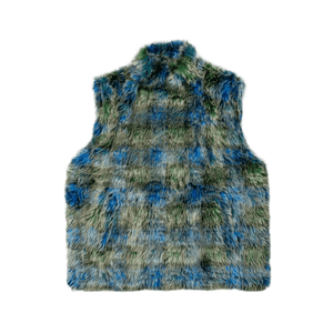 NAMESAKE - Harlow Plaid Faux - Fur Vest - ECLIPSE GRID